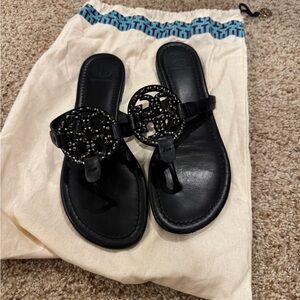 Tory Burch Miller embellished Black Sandals